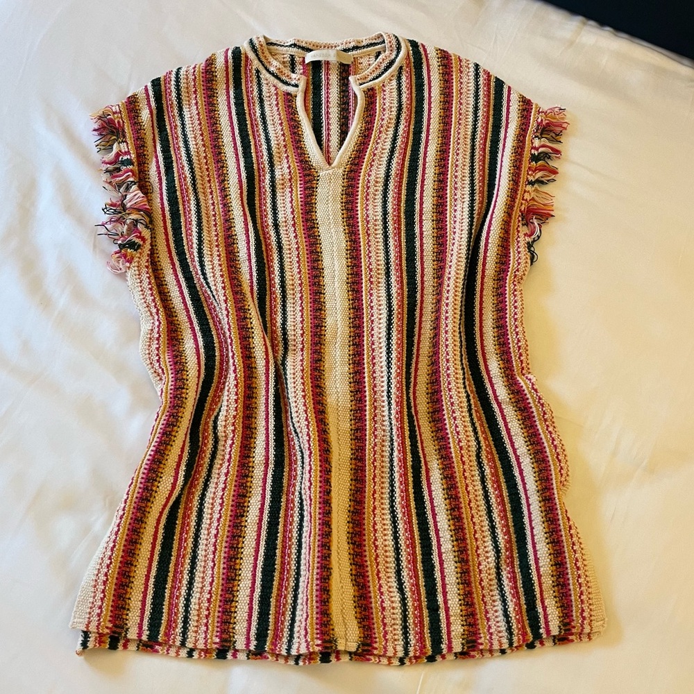 NWOT Vanessa Bruno Amira Fringed Striped Dress/Coverup, size SM